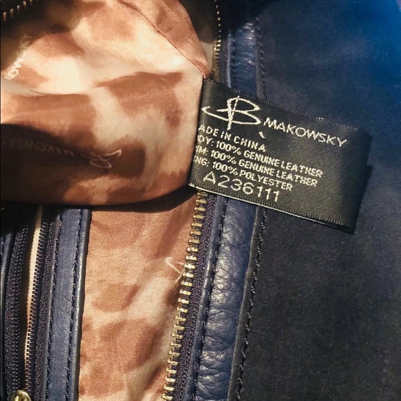 Leather B Makowsky shoulder Hand bag satchel blue - Picture 3 of 14